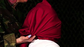 Cruel CFNM militar babes ballsucking