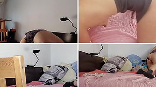 Amateur Fingers Pussy Orgasm with Moans. Brunette Hairy Pussy, Big Tits, Big Ass.