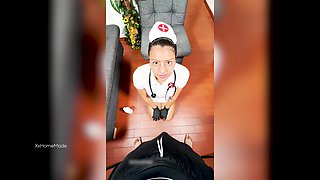 This Cute Nurse Achieves the Impossible, You Won't Believe It! - Multiple Cumshots