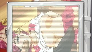 Erotic anime chick with huge tits tries horny teacher for loud sex