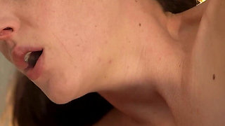 Brunette Smoking Tease with Blowjob & Messy Ending