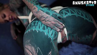 Heavy buttfuck have fun - tattoo lady solo jerking -squirt, gaping, prolapse, toys