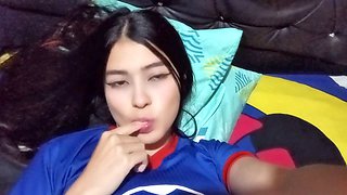 Mexican babe in a Japanese uniform with big tits gets it anally