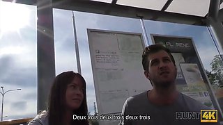 Hunt4k. Angella Christin from bus station comes to service