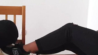 Foot slave worships tattooed feet