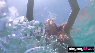 Naked Russian teasing under the water