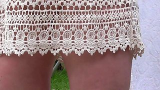 White lace skirt with clit-clip