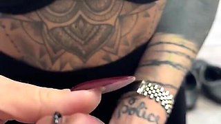 MILF with Big Pierced Nippes Fucks Uretha with Her Long Nails. Mistress Pierced Clock Cumshot Slave