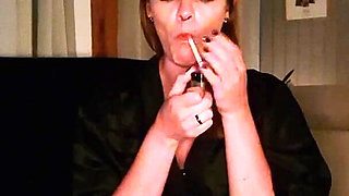 Smoking in Black Lingerie