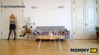 Oliver Trunk seduces and cheats on his GF with blonde bombshell Mom in hot couch sex video