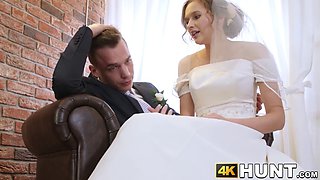 Beautiful bride fucks stranger while hubby cuckolds