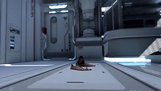 3D animation fuck on a space station with sexy blonde