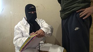 Naughty Female Muslim Doctor Gives a Handjob to One of Her Patients