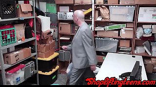 Real shoplifter sucking rod and getting pounded by cop