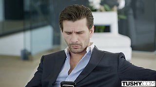 Secretary girl gets her asshole pounded and pussy eaten by her boss