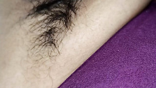 housewife showing front side beautiful structure with bra strap in bed