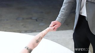 Buxom MILF BBC fucked while cuckold filming