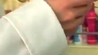 The girl goes to the gynecologist who fucks her pussy and cums on her tits