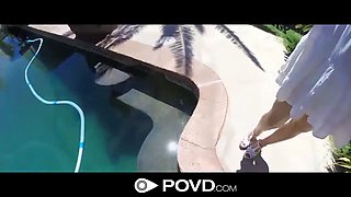 HD - POVD Hot teen Kasey Warner is fucking by the pool