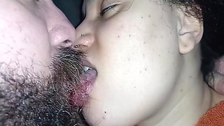 Moaning Horny, While Licking And Kissing The Naughty Mouth Of The Bitch Who Masturbates His Cock