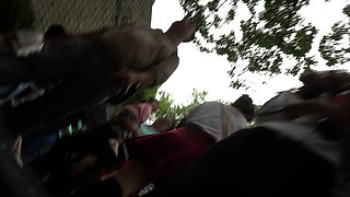 Amateur hottie fucked outdoor in public
