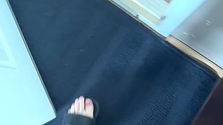 POV: the Sound of Flip-flops When Walking in Gray Leggings