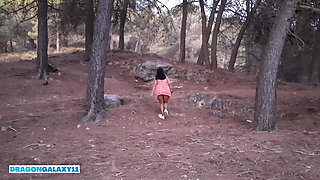 Public outdoor creampie stranger fucked in the forest