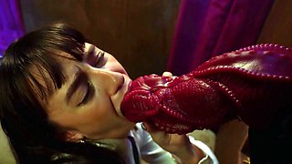 Blonde tight pussy babe solo toy fun in glamour masturbation