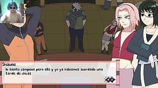 Intense training session with Sensei featuring big-boobed anime girls Tsunade and Ino