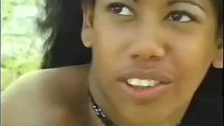 Hot mulatto with a big tail moaning and enjoying giving her pussy and spitting on the beach: Porn