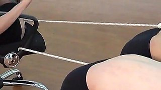 Female Teacher Rides in the Carriage and Slaves Have to Clean the Floor While Pulling the Carriage