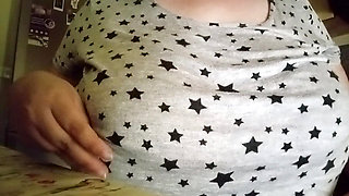 I massage my big tits. Thinking about my ex...
