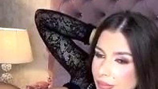 Brunette seductress working her big boobs and hot ass