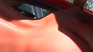Busty babe Phoebe Ryan fucked outdoor by the car from her big cock dude