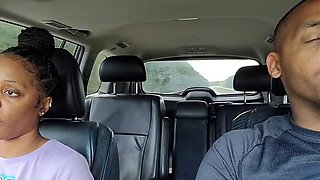 Big-Titted Babe Sucks Dick in Public for a Ride