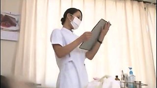 Sensual Japanese nurse feeds her hungry snatch a meat pole
