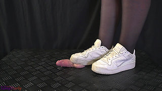 School Friend After Class Shoejob in Dirty Adidas White Sneakers