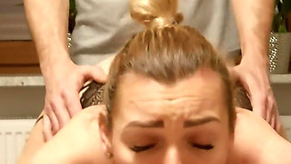 Cuckold Creampie Cleanup, Wife Fucks Neighbor in Front of Husband