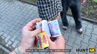 Hunt4k. crazy female is flashing her Natural Tits on the street and cheating on her bf