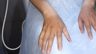 Crossdresser Cumshot Wearing Blue Bridesmaid Dress