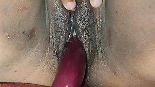 Desi South Indian Kannada House Wife Fucking with Brinjal Village Aunty