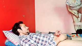 Thick cock getting deep-throated by housewife Prem while Puja enjoys the oral pleasure