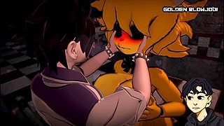 NSFW cartoon with busty milf featuring FNaF Foxy and Chica