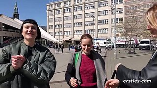 Three Hot Models Walk Around Berlin Before Having Lesbian