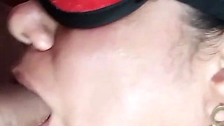 Wife Sucking Cock Deep Throat with Eye Mask
