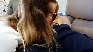 Blonde Babe's Clothes Ruined by Extreme Bukkake Before Work