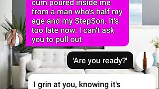 Sexy milf and son fuck on their sofa sexting roleplay