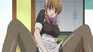 Maid masturbates hard while her boss watches