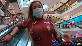 Big juggs Thai mommy GF mall visit and sex