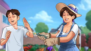 Summertime saga reimagined with MissKitty2K playing around in the garden